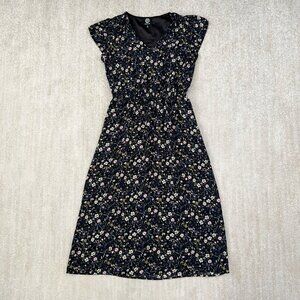 Bobeau Black Floral Midi Dress